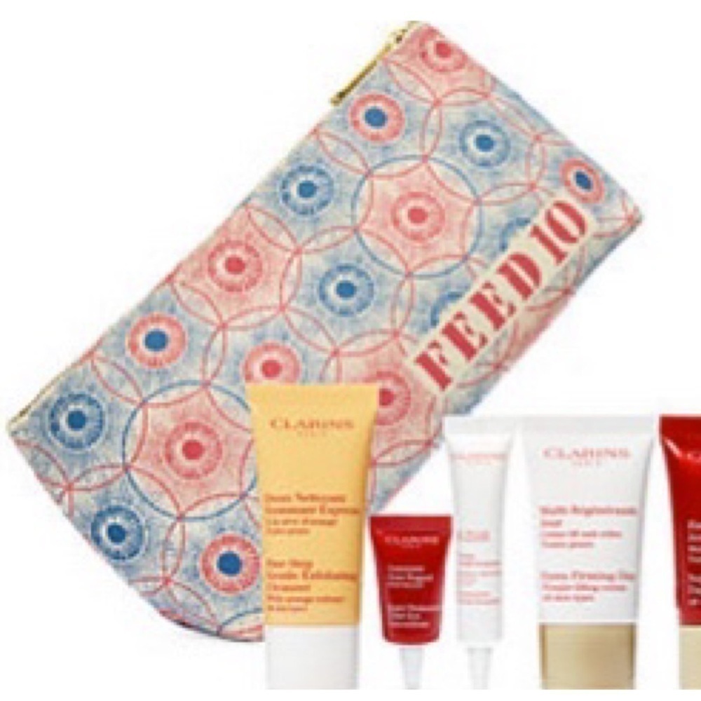 NWOT FEED 10 for Clarins Canvas Cosmetic Pouch